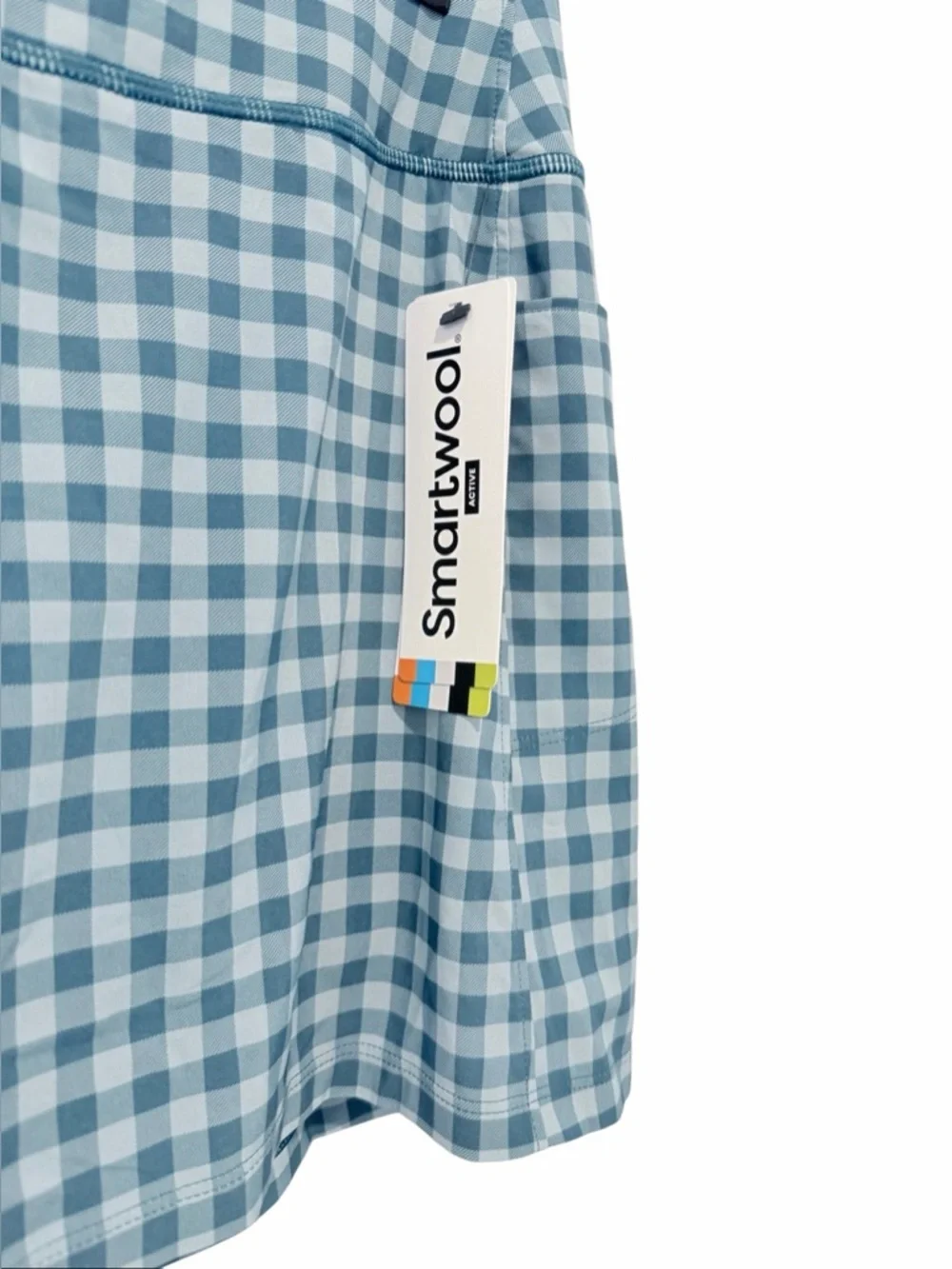 NWT Smartwool Women's Active Lined Skirt Skort in Twilight Gingham Blue